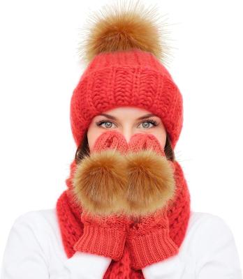 China Fluffy Animal Winter Fur Ball Big Snap Warm Hat Decorated With Large Fluffy Pompom for sale