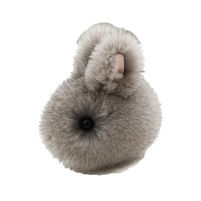 China Cute Fluffy Rabbit Pendant Mink Fur Round Bag Jade Rabbit Pendant for sale