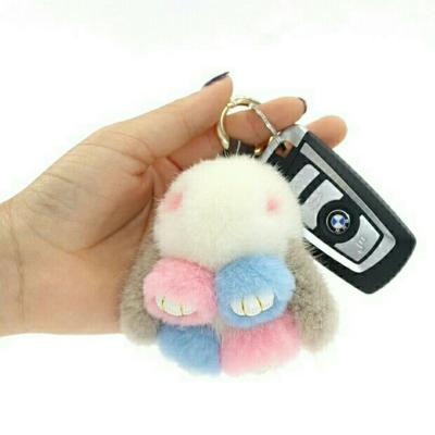 China High-grade Fluffy Grass Leather Plush Leather Key Chain Birthday Gift Girl Birthday Gift Bag DIY Pendant Jewelry for sale