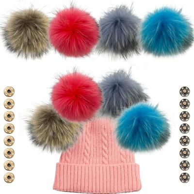 China Soft Hand Feeling Factory Hot Selling Raccoon Head Chain Fur Pom Poms Pompom For Hat 15cm for sale