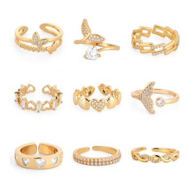 China New Fashion Wholesale Luxury Rings 14K Gold Plated Irregular Ring Jewelry For Women Wedding Rings for sale