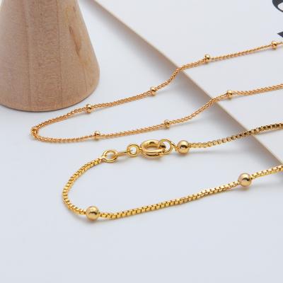 China Vintage Minimalist 14k Gold Plated Ball Pearl Chain Necklace Feminine Necklace for sale