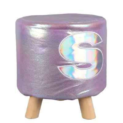 China Small Wooden Rustic Footstool (Other) Ottoman Series Children's Stool Natural Wooden Leg Adjustable Foot Pouf for sale