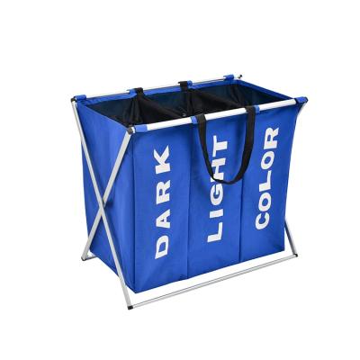 China Triple pockets; Big capacity ; Resistant ; Factory Wholesale Folding Laundry Basket Cartons Laundry Hamper Directly With Metal Rack for sale