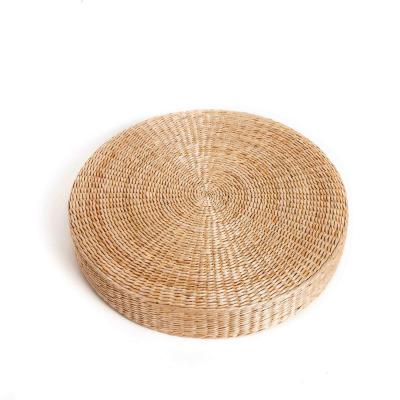 China Wholesale Handmade Round Natural Dry Woven Plant Plankton Patchwork Meditation Material Weaving Cushion Anti-Static for sale