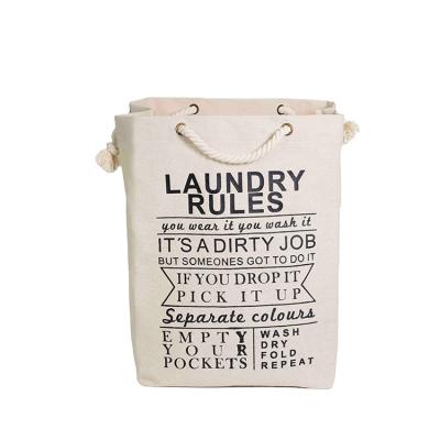 China Large Capacity Canvas Cotton Drawstring Canvas Folding Laundry Storage Bag for sale