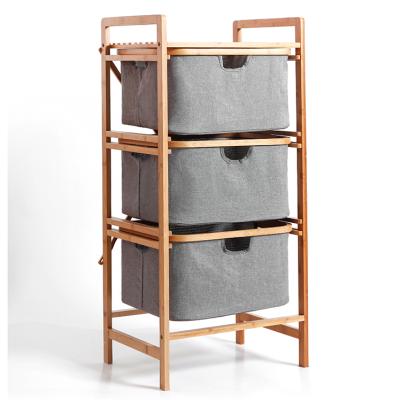 China Custom Eco-Friendly Minimalist Foldable Bamboo Clothes Laundry Storage Rack Shelf For Bathroom for sale