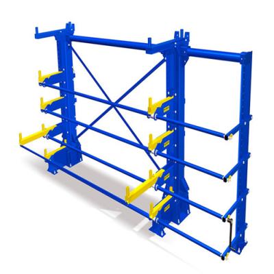 China Warehouse Storage System Heavy Duty Auto Turn Out Double Side Cantilever Racking System For Steel Pipes for sale