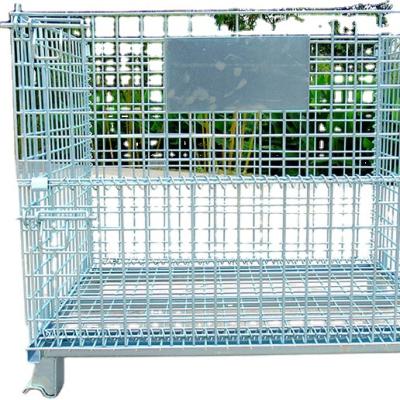 China Warehouse Storage System Stackable Steel Galvanized Steel Wire Mesh Pallet Container for sale