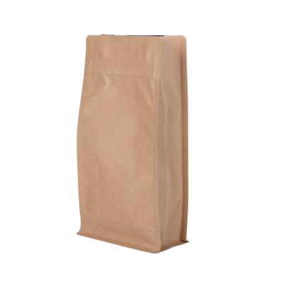 China POLYSMARTS Recyclable Kraft Paper Food Grade Packaging Paper Square Bottom Zipper Bags for sale