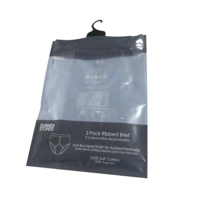 China Recyclable Resealable Clothing Packing Ziplper Hook Resealable Plastic Bag for sale