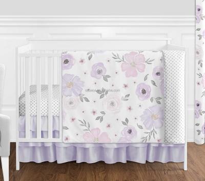 China Baby Crib Set Anti-Static Polyester Soft Breathable Crib Hutch Set 3 Pieces Bedding Bumper Baby Crib Bedding Set for sale