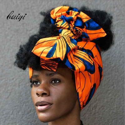 China Custom Cotton African Ankara Head Wraps For Women African Ankara Scarf Wax Print Head Bands Soft African Clothing for sale