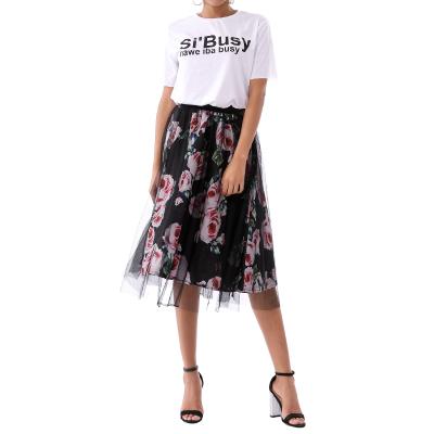 China Plus Size New Arrive Mesh Tutu Layered Skirt Hot Popular Selling Tulle Skirt Printed Casual Women Skirt for sale