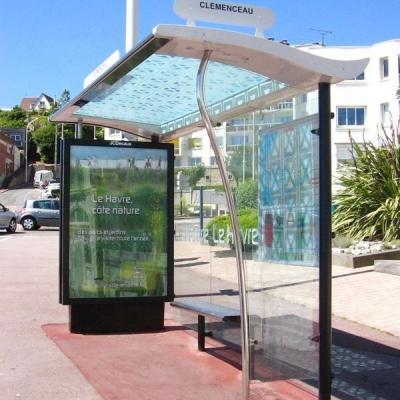 China Modern Modern Stainless Steel Metal Tempered Glass Bus Stop And Bus Stop for sale