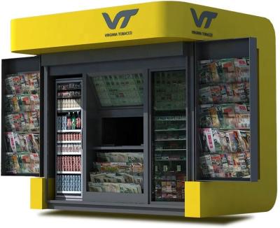 China Modern Outdoor Food Kiosk Selling Booth Kiosks Street Shop Mall In Metal Frame With Solar Power System for sale