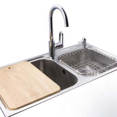 China PANEL kitchen furniture sink with two stainless steel sinks and faucets for sale