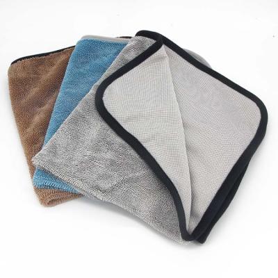 China Large Size Sustainable Binding Hot Selling Drying Towel Twisted Microfiber Cloth for sale