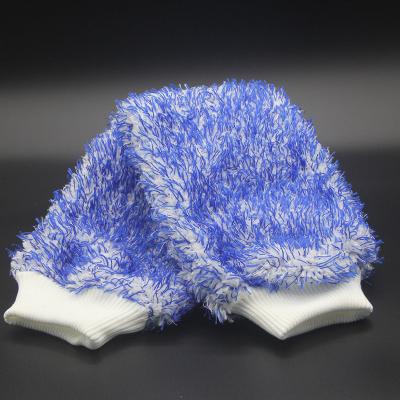 China Custom Logo Car Detailing Polishing Cleaning Microfiber Microfiber Free Sample Car Wash Glove for sale