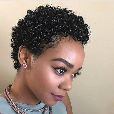 China Barely Shedding Kinky Curly Wig Thick Smooth Soft Remy Raw Virgin Hair Bob 100% Cut Deep Curls Lace Front Wigs Short Afro Curly Hair Wigs For Black Women for sale