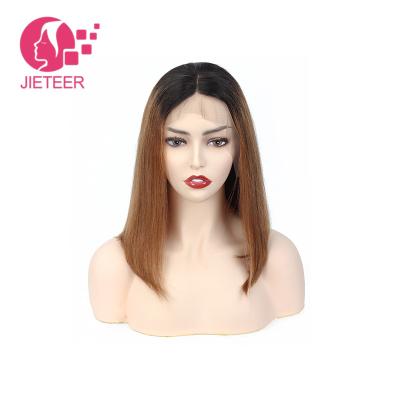 China Silky Straight Wave Straight Lace Front Short Bob Wigs 1B 30 Ombre Color Short 100% Virgin Hair Silky Straight 13x4 Lace Front Wig Bob Wigs for sale