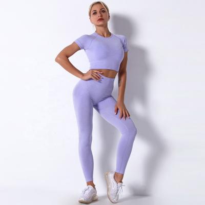 China 2022 Wholesale Fashion Yoga Tops Gym Breathable Slim T-Shirts Tops For Women for sale