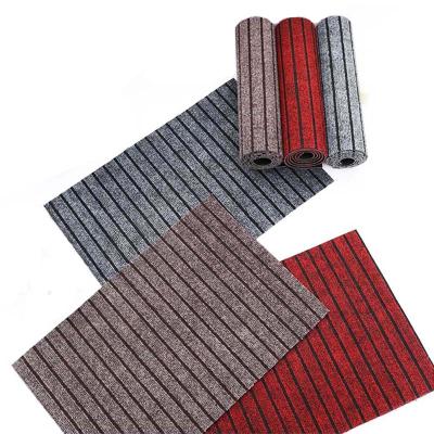 China Factory Wholesale Washable Door Mat Rubber Non Slip Cheap Stripe Doormats Two Colors for sale