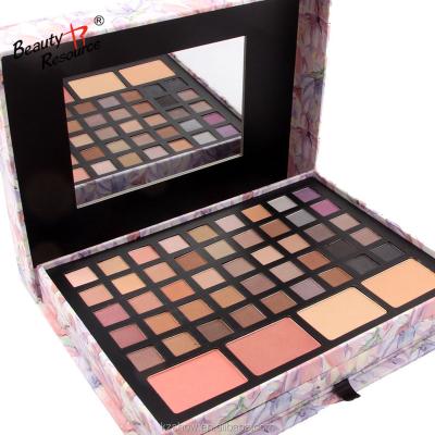 China Professional 45 Colors Matte Eyeshadow Palette Kits Pink Cardboard Box Makeup Waterproof Set for sale