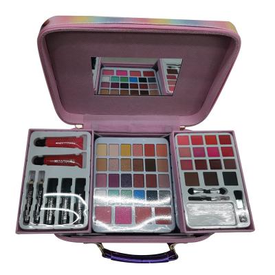 China Full Colored Easy Makeup Kit Makeup Sets For Women Professional Eyeshadow Blusher Eyebrow Powder Lipstick Palette for sale