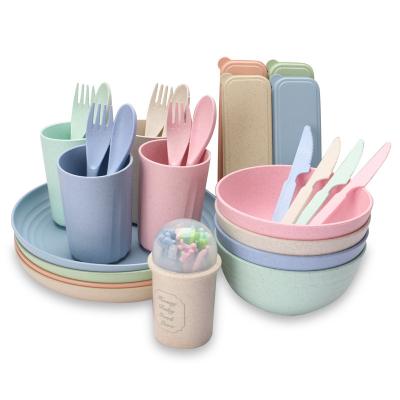 China Eco-Friendly Portable Food Grade Tableware Bowl Tableware Set Portable Plastic Kitchen Accessories Plastic Degradable Tableware for sale