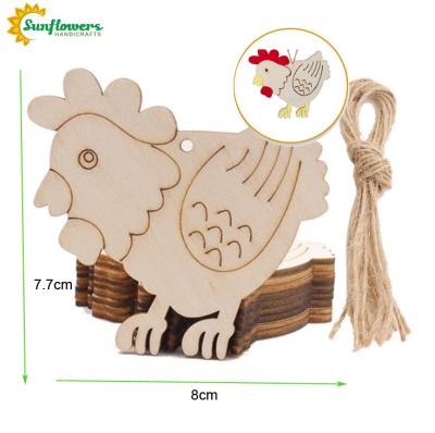 China School Newcomer Easter Wood Ornaments Chicken Shapes With Drawing Pen For DIY Easter Party Decorations for sale