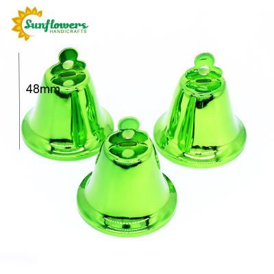 China Hot Sales 48mm Metal Green Christmas Jingle Bells for Garland, Holiday Home and Christmas Decoration for sale