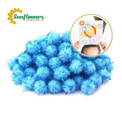 China Educational Toy Arts Open Blue Glitter Poms Sparkle Pom Poms Balls for School Projects for sale