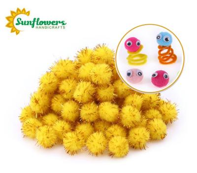 China Eductional Toys Selling Well 20mm Craft Sparkle Gold Pom POMS For Kids Handcraft Diy Craft Doll Toy Accessories for sale