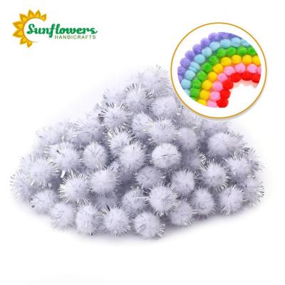 China DIY Craft Supplies Sell Well High Quality Craft Supplies For Kids Wholesale DIY Sales Bulk Silver Tinsel Pom Poms 20mm for sale