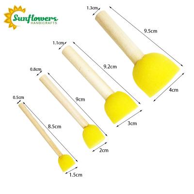 China 4pcs Different Size Cheap Foam Paint Brushes For Kids Drawing for sale