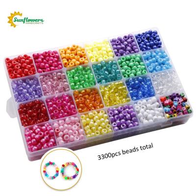 China Amazon Eco-friendly Hot Selling 3300 Pcs 9mmx6mm Pony Beads Set in 23 Colors with Letter Bead for Bracelet Jewelry Making for sale