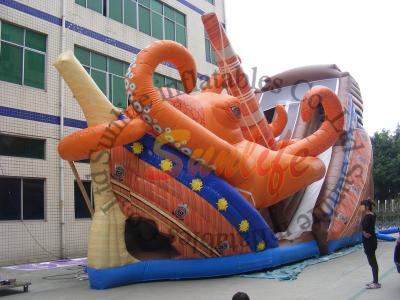 China Giant Octopus PVC Commercial Inflatable Slide With Double Lane​ for sale