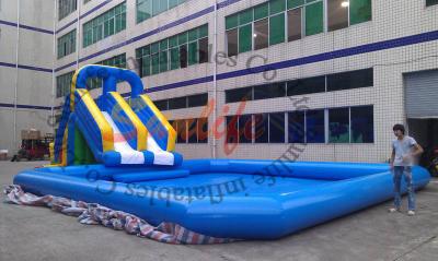 China Giant Commercial Outdoor Inflatable Water Slide With A Pool For Parks for sale