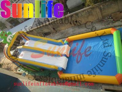 China Promotion Colourful Commercial Outdoor Inflatable Water Slide For Pools UL / CE for sale