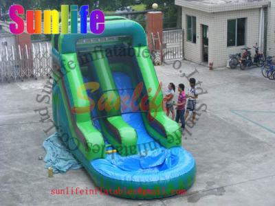 China Attractive Fire Retardant Outdoor Inflatable Water Slides For Ground Pools Grade 0.55mm for sale