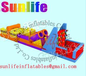 China Amusement Park Large Inflatable Obstacle Course Bouncy Castles for adults and children for sale