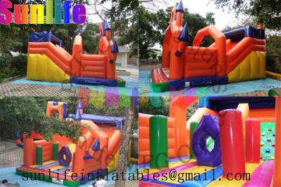 China inflatable orange 0.55mm pvc tarpaulin jumping castle for sale