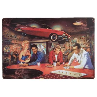 China Retro Vintage Bar Sign Car Portrait Tin Sign Bar Pub Home Wall Decor Retro Metal Finish Antique Imitation Art Poster Metal Plate Plaques for sale