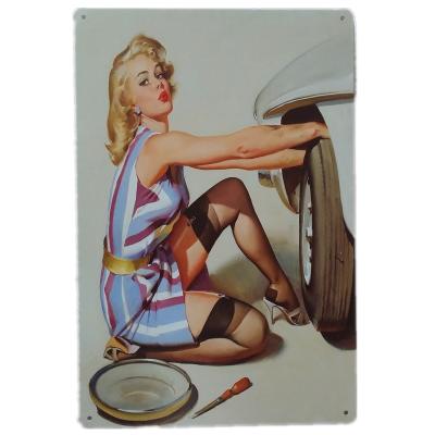 China Retro Vintage Sex Figures Dish Poster Art Poster Metal Plate Antique Wall Decor Tin Sign Bar Pub Home Painting Metal Plates for sale