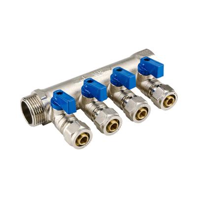 China HELERO HT 100-8034 Modern 4 Way CW617N Brass 3/4 Inch Heating Manifold Underfloor Heating Manifold for sale