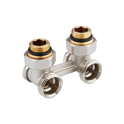 China Modern HELERO HT 100-0466 Plated Nickel H Type Foot Valve Brass Brass Radiator Valve For Floor Heating System for sale