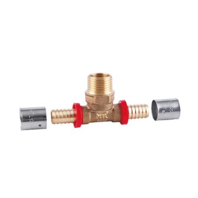 China fluids & HELERO Gas Brass HT 200-7062 pex pipe press fitting tee fit fitting fitting for pex pipes and PERT pipes for sale