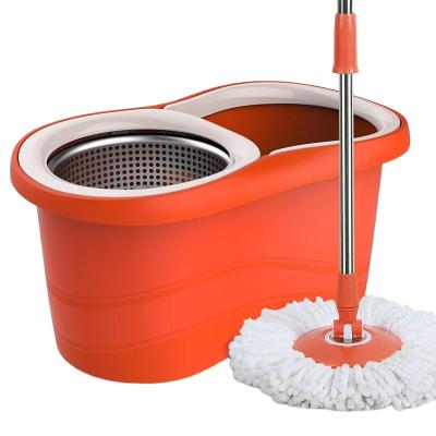 China New Style Sustainable Lifting Rod Plastic Tray Spin Magic Cleaning Broom With 2 Microfiber Mop Head for sale