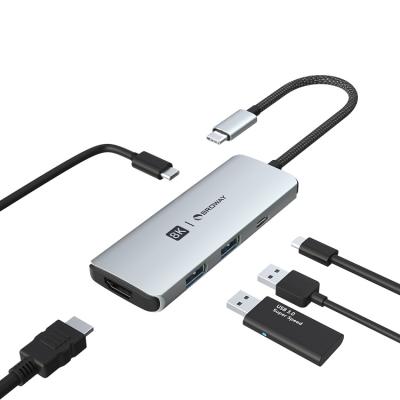 China OEM PD 100W Adapter 3.0 Fast Charging Port Multiple Type C To Type-C Usb Hub Usb Hub 3.0 Hub 8K HDMI Support Macbook 4K60 BD136H for sale